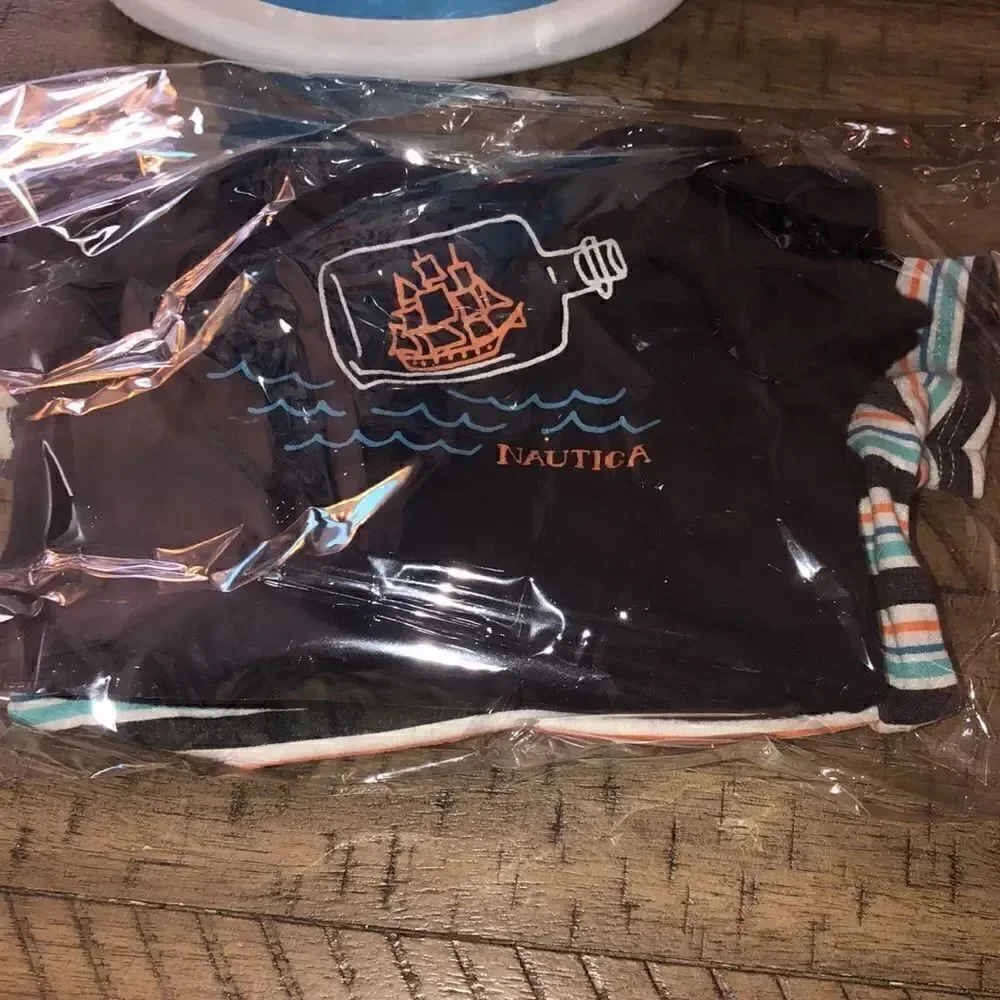 2 Nautica Onesies for your Wee One Snap 🫰 Bottoms Easy In and Out 0 to 3 Months